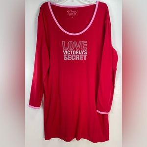 Victoria Secret sleep shirt | Red with Silver | Medium